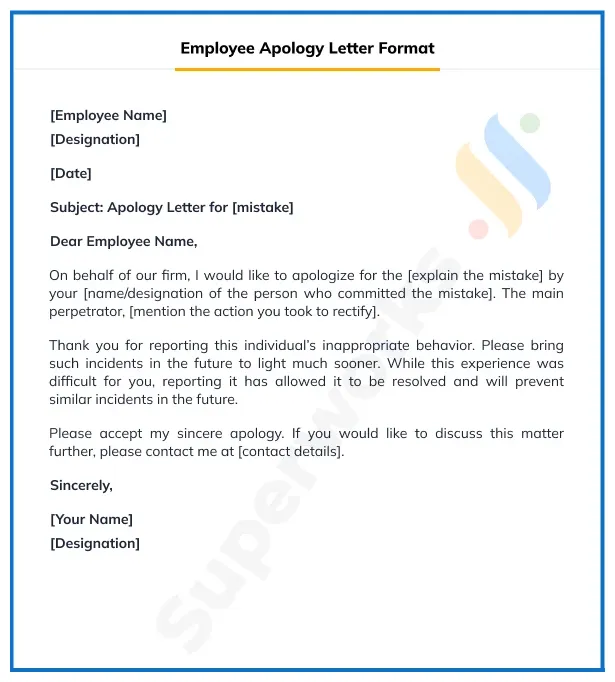Employee apology letter resolving tensions superworks