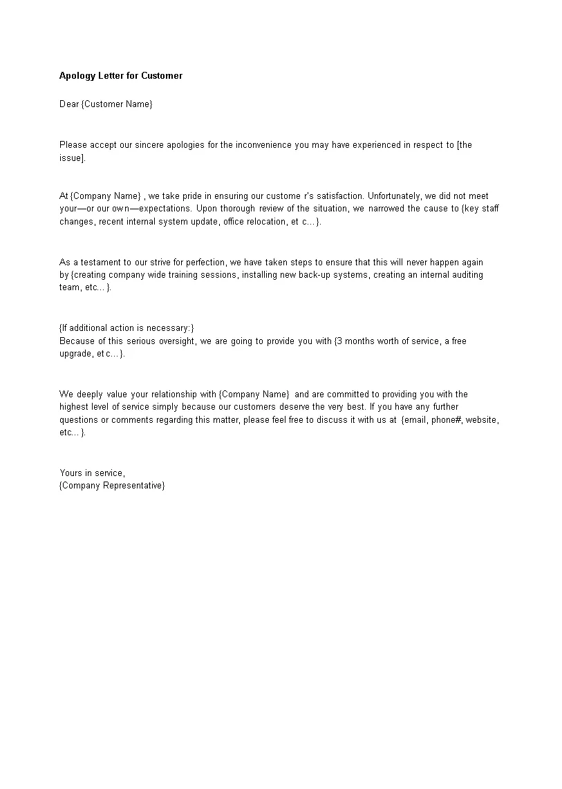 Letter of Apology to a Customer - How to create a Letter of Apology to