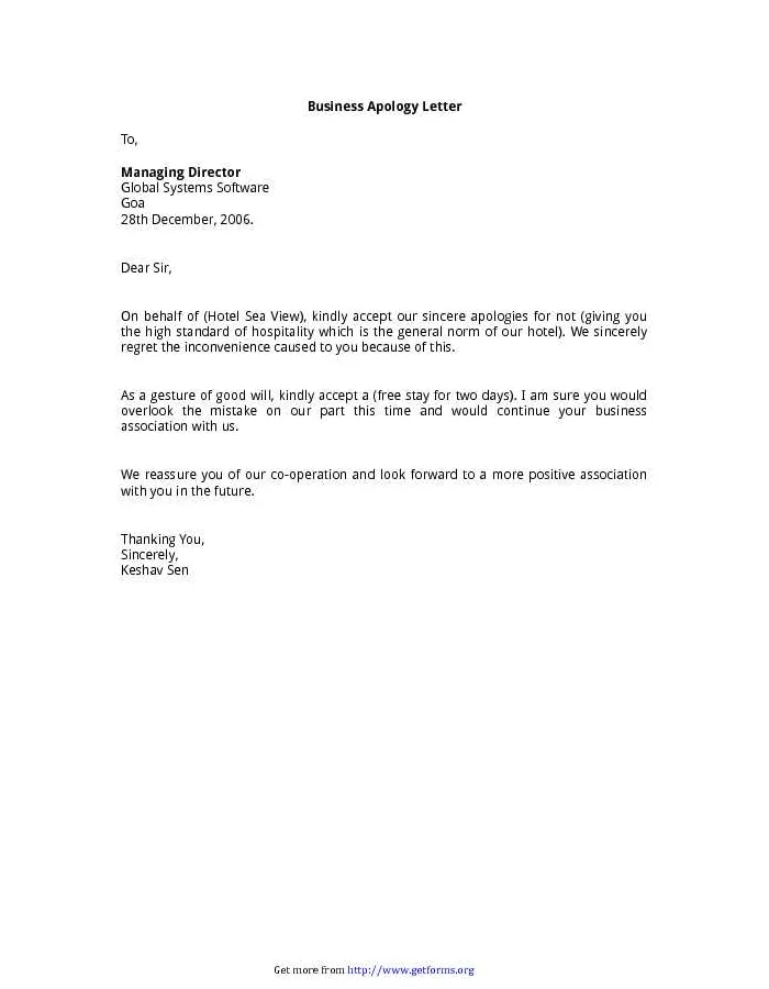 Apology Letter for Inconvenience to Valued Customer - download Apology