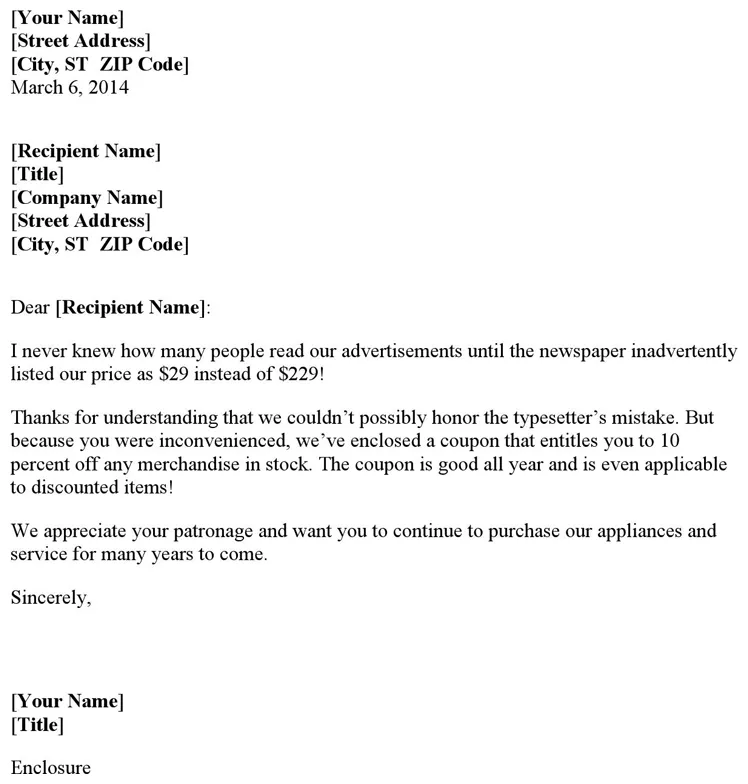 Apology Letter to Customer - Template Free Download | Speedy Template