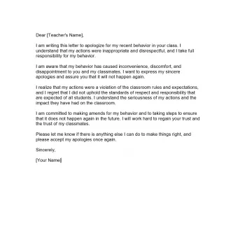 Apology Letter To Teacher