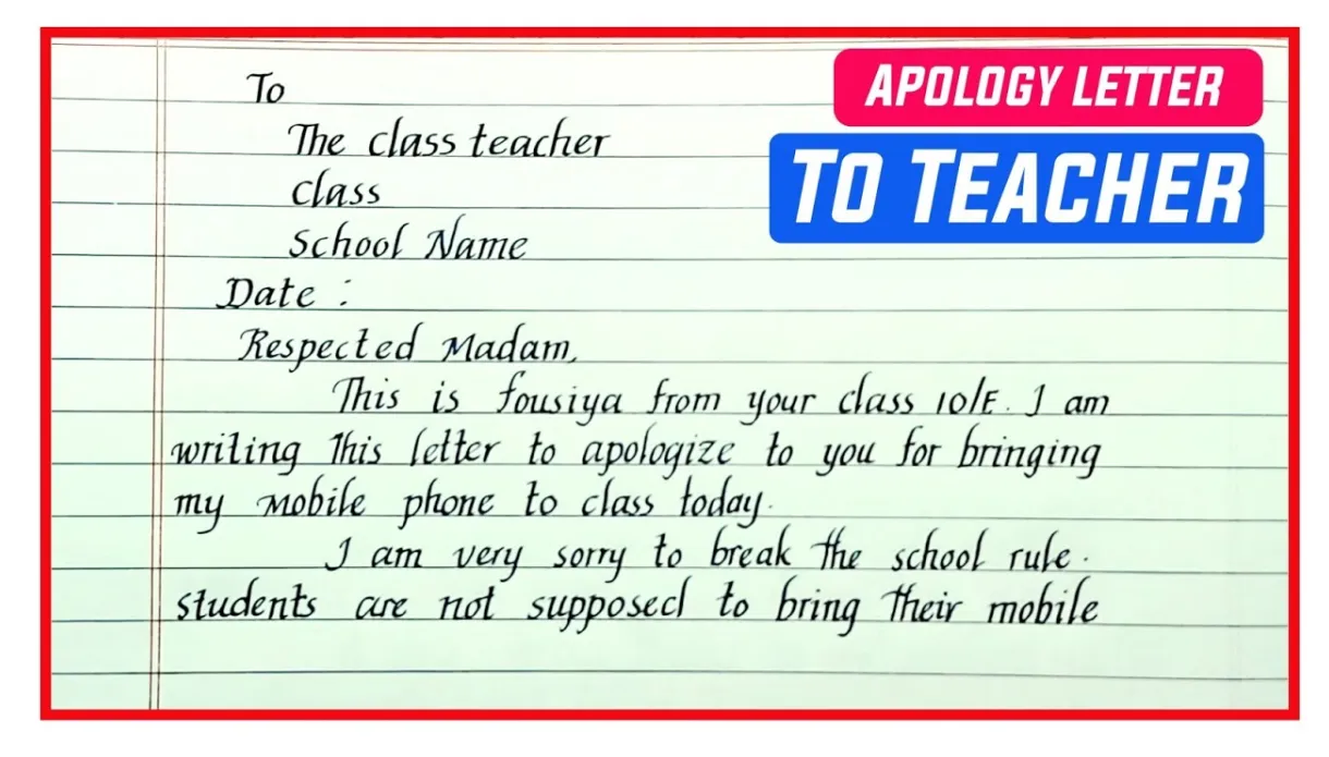 Apology Letter To Teacher