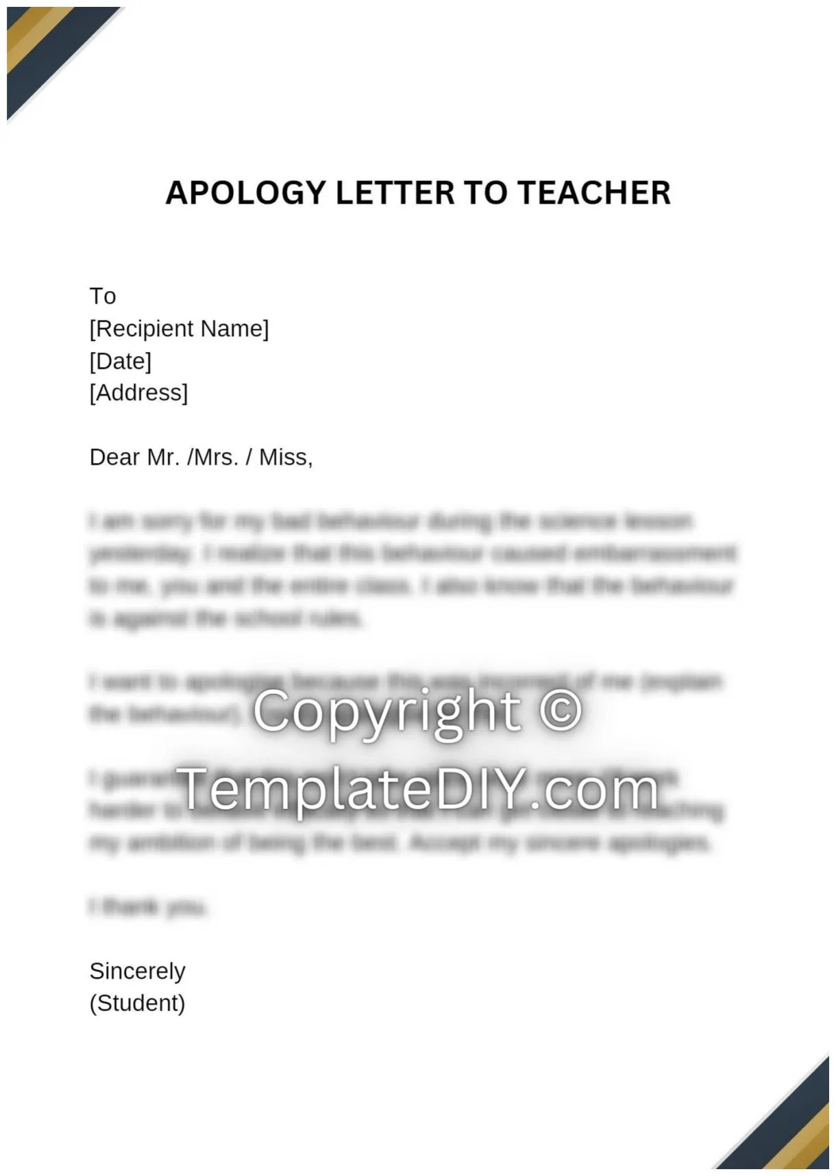 Apology Letter to Teacher Sample with Examples [Word]