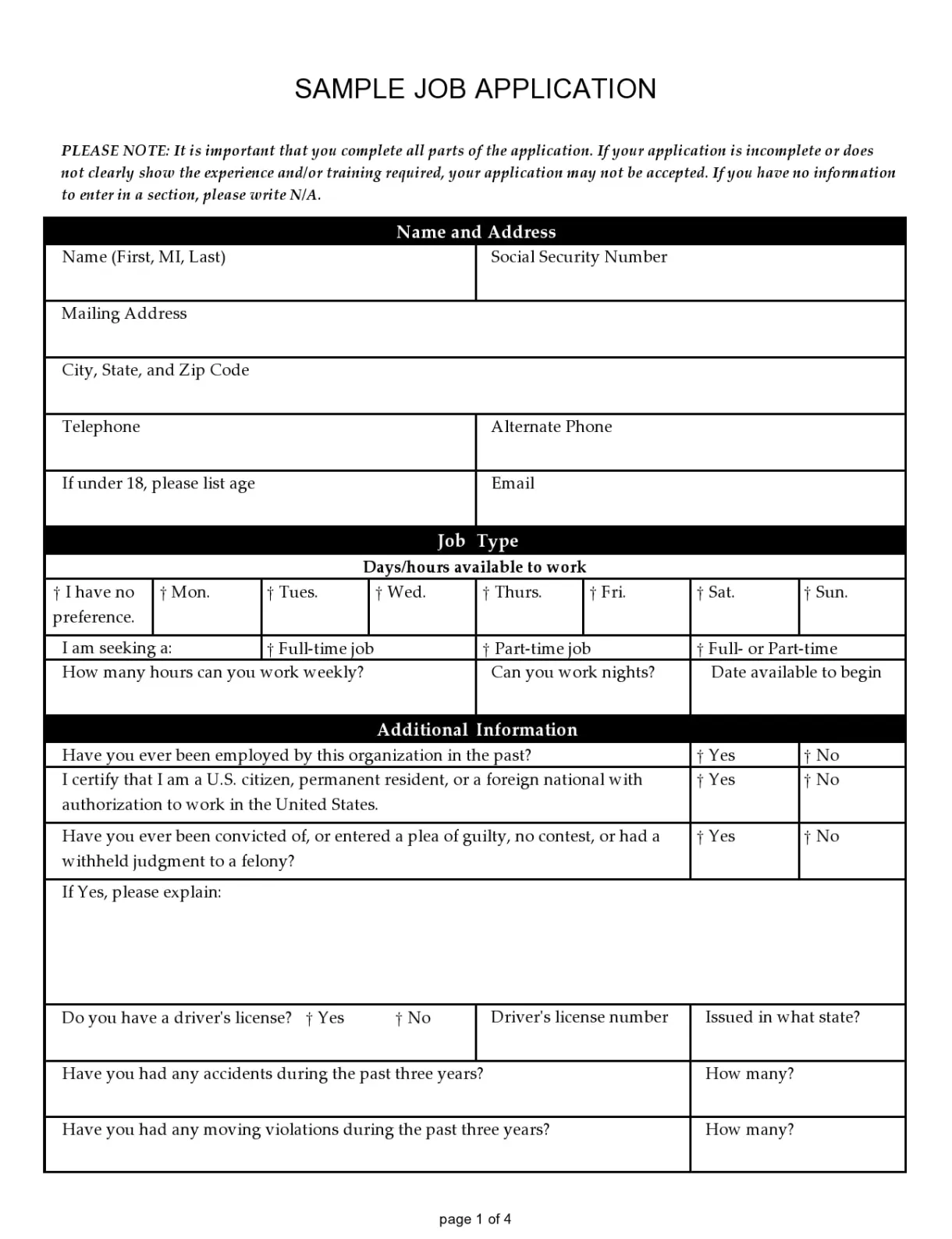 27 basic employment application templates [free]