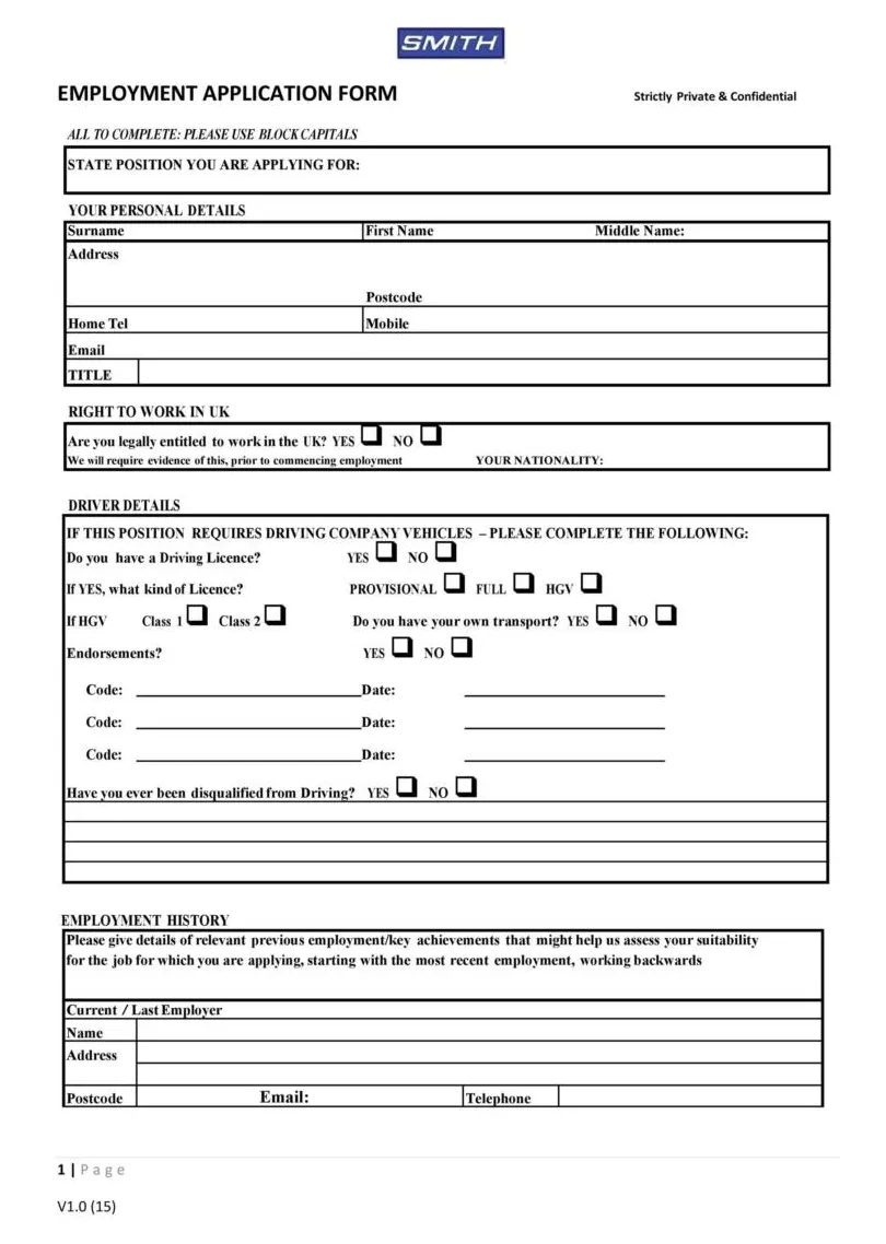 56 free employment & job application form templates [printable] ᐅ