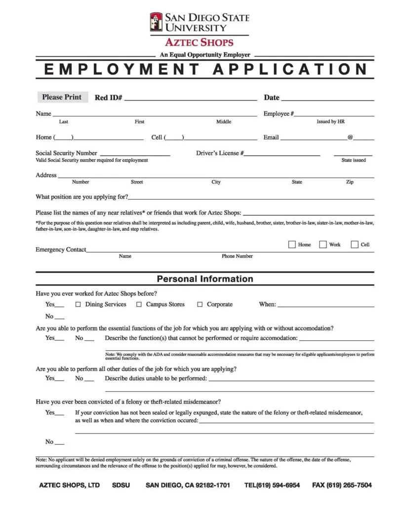 56 free employment & job application form templates [printable] ᐅ