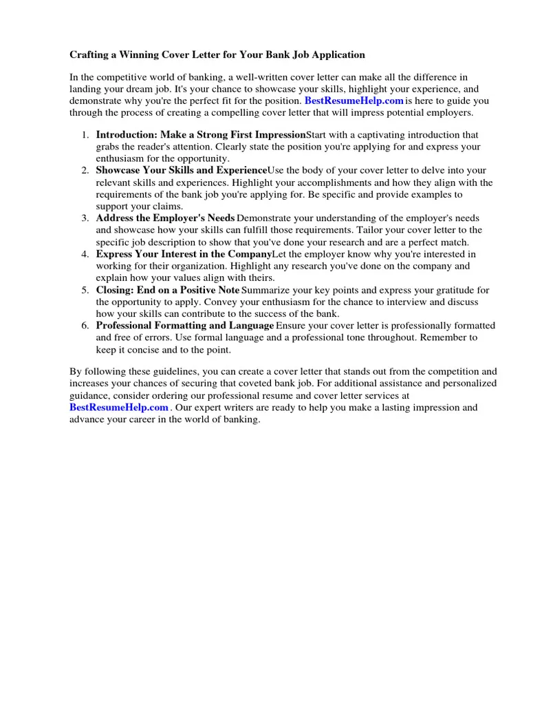 Cover letter for bank job application pdf banks résumé