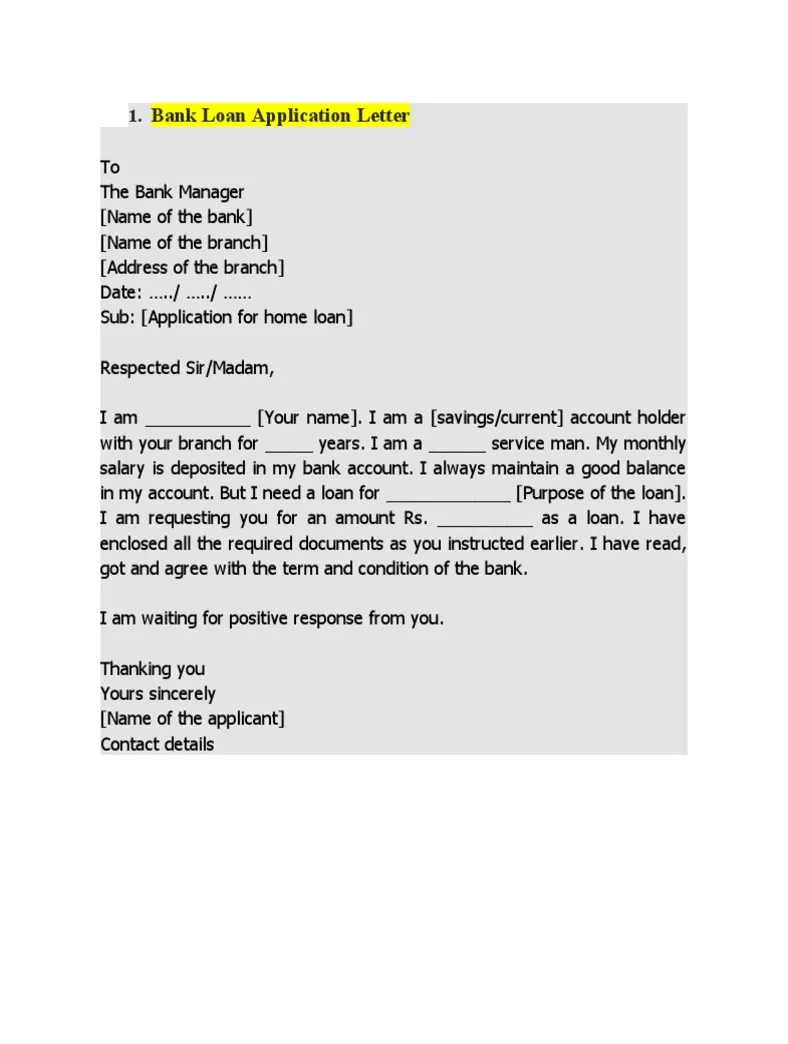 Bank loan application letter pdf banks service industries