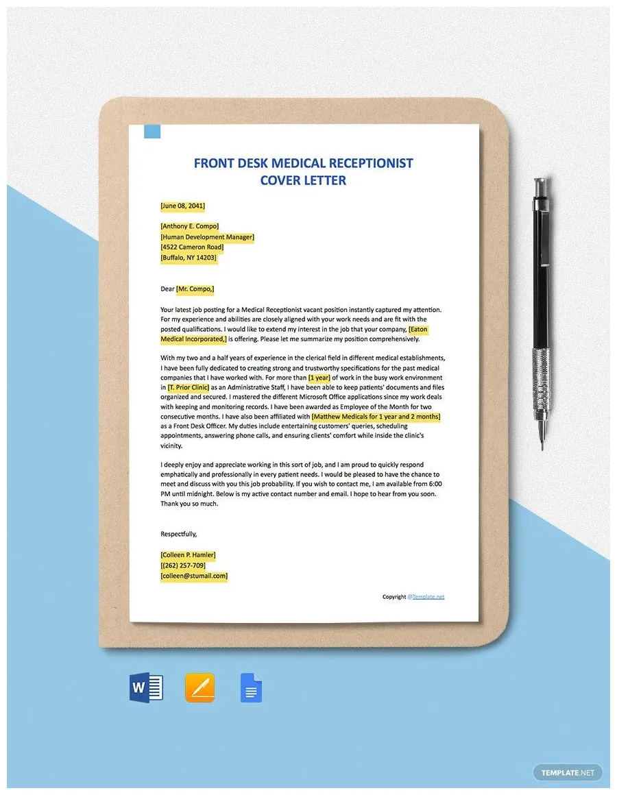 Job in word, google docs, pdf