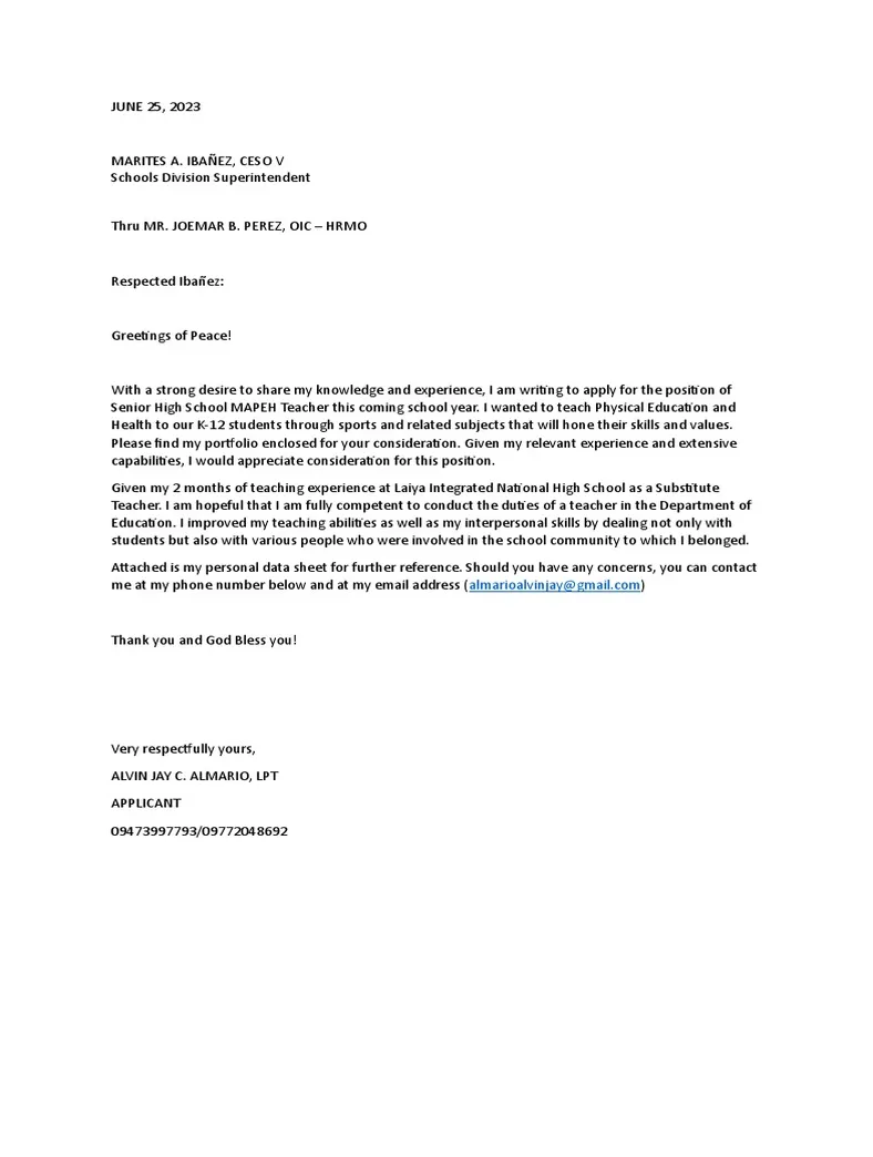 Application letter teacher i pdf