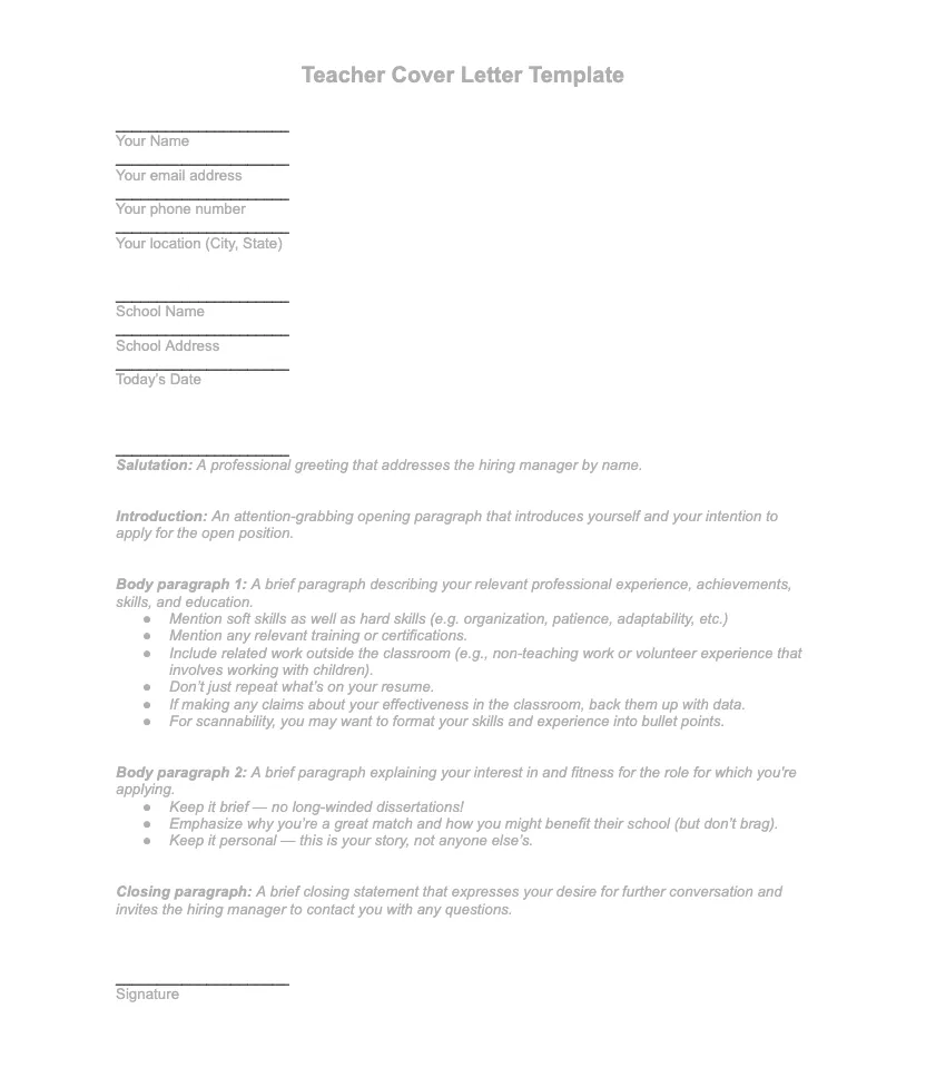 Application letter teacher applicant