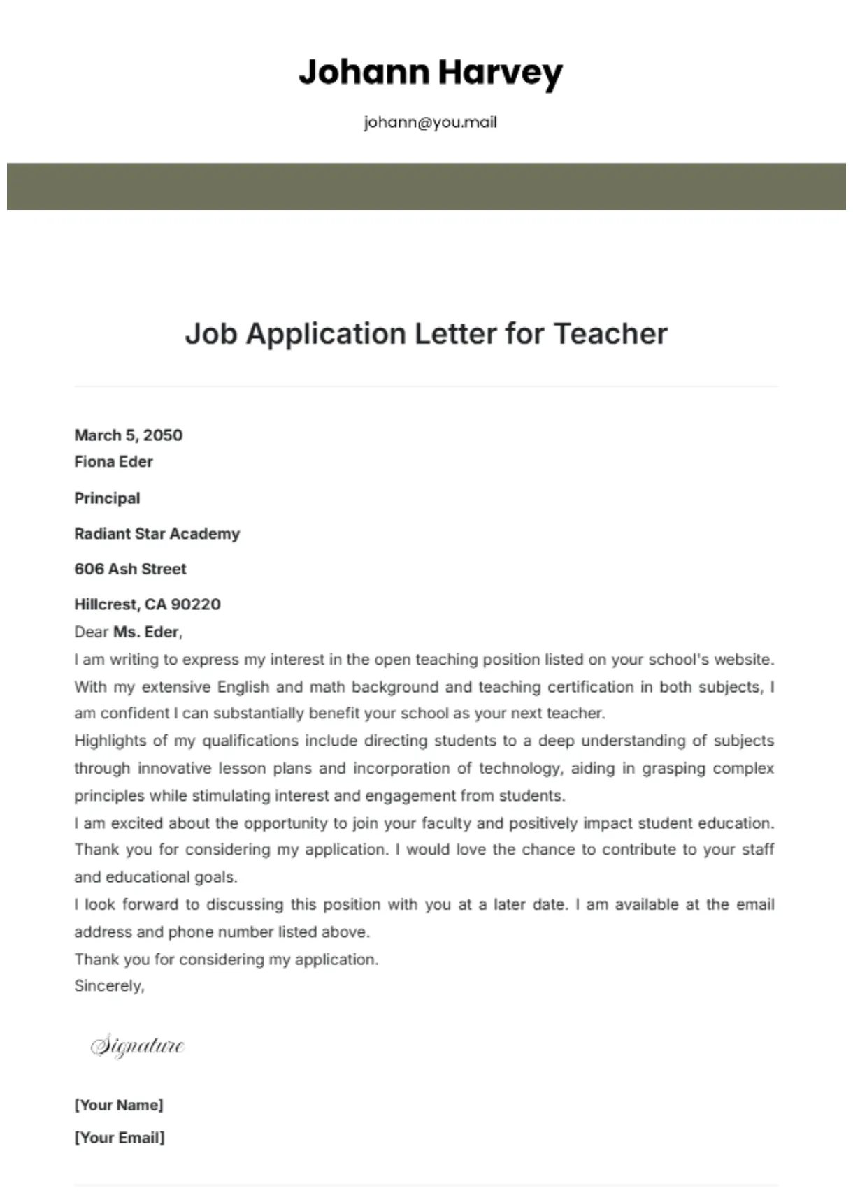 Free job template to edit online