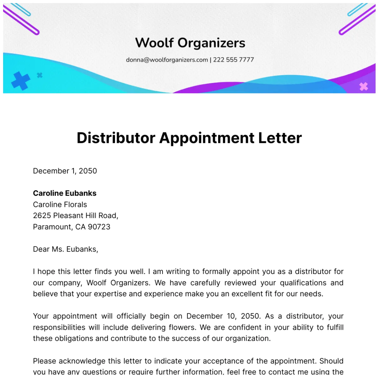 Free acting appointment letter template to edit online