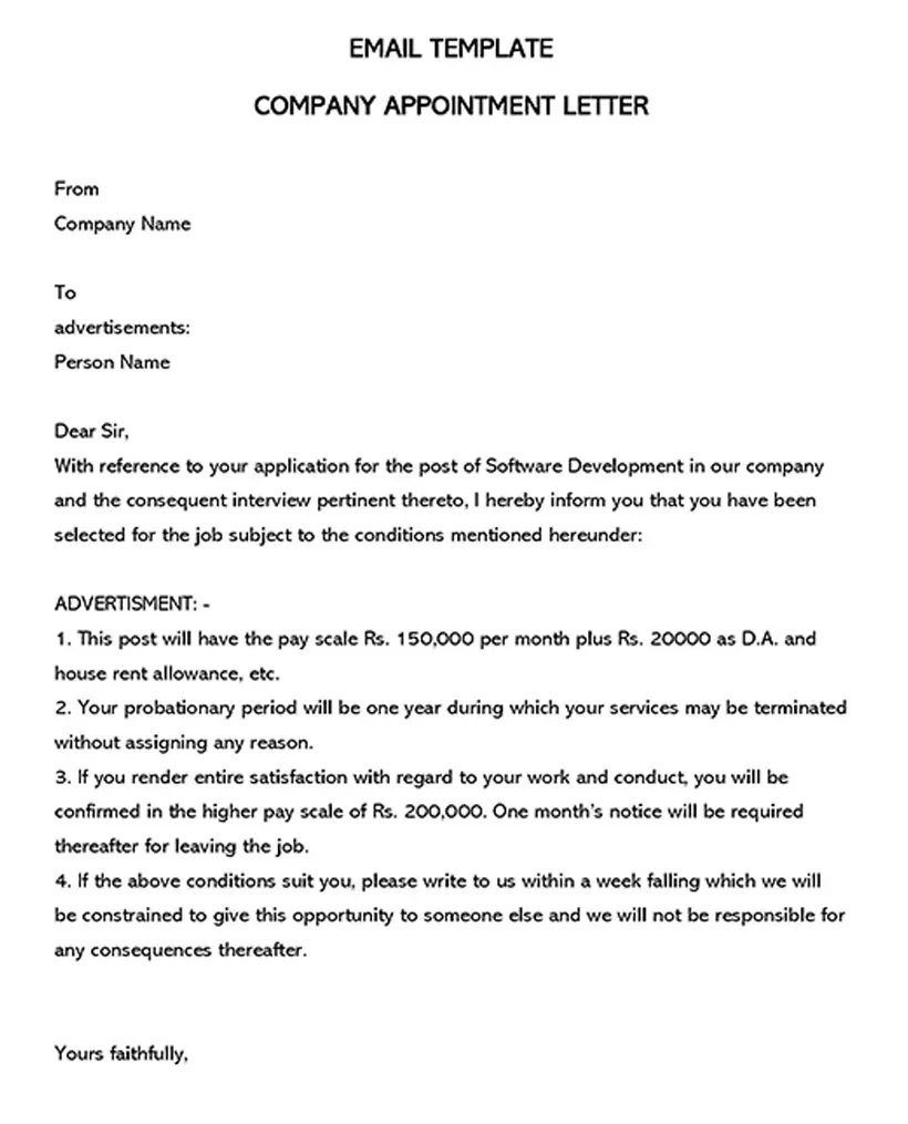 Sle format of appointment letter for jobs infoupdate