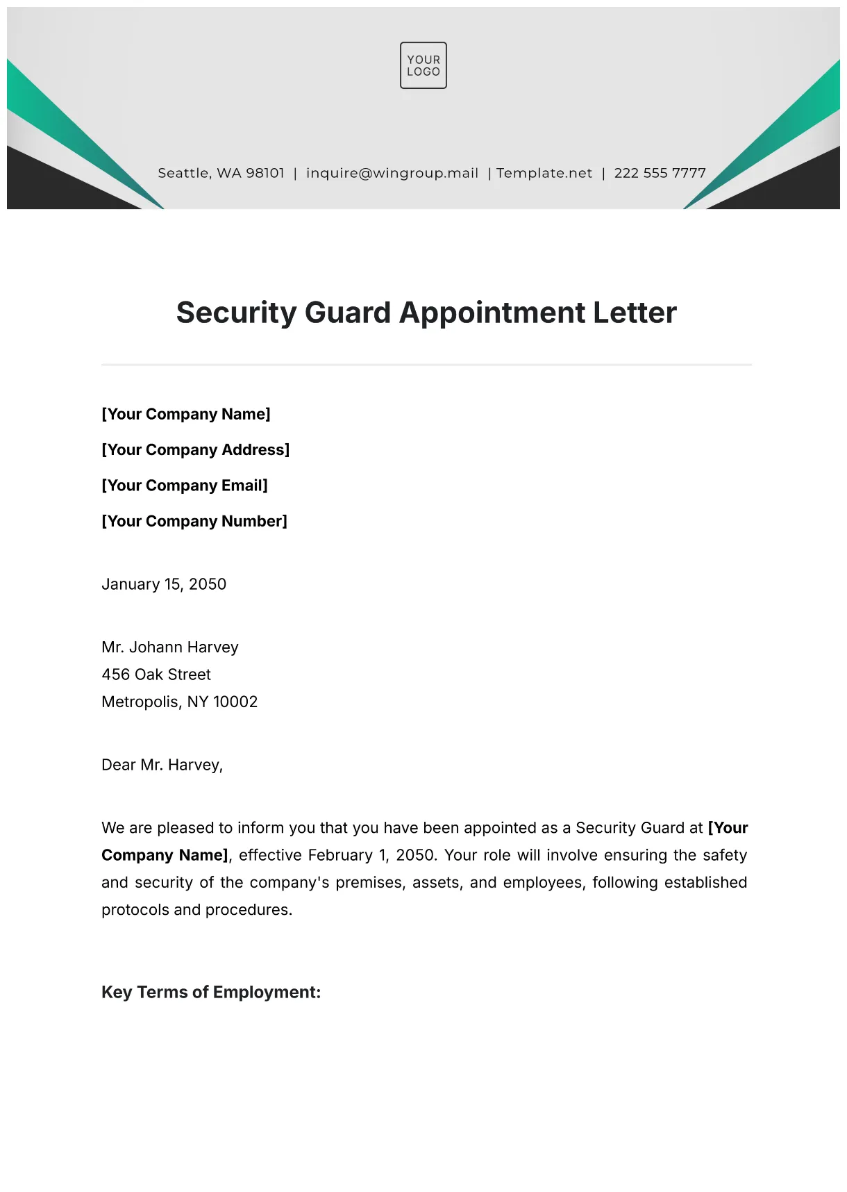 Free acting appointment letter template to edit online
