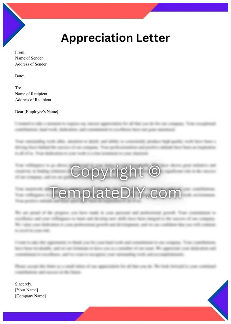 Sample template [word] appreciation