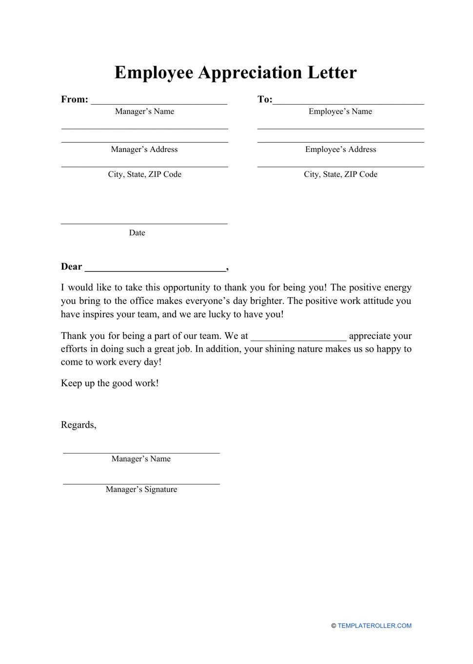 Employee appreciation letter template fill out, sign online and