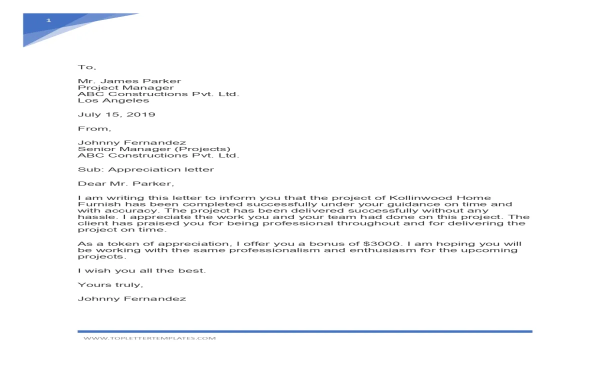 For outstanding performance sample