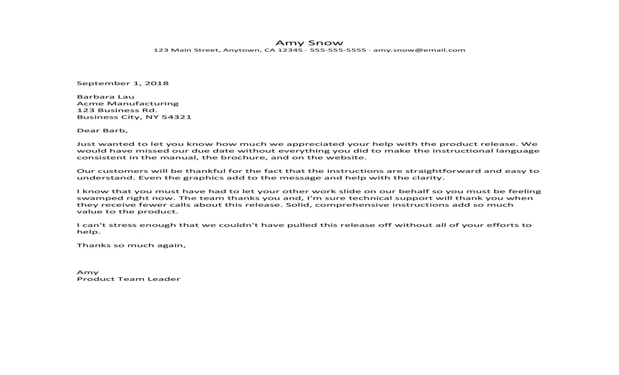 Employee appreciation letter samples database letter templates s