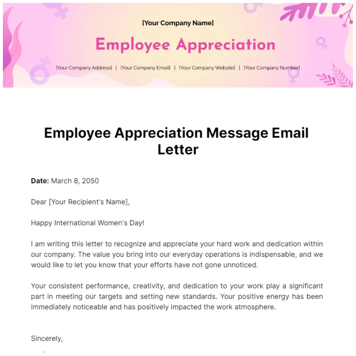 Employee appreciation day letter exle infoupdate