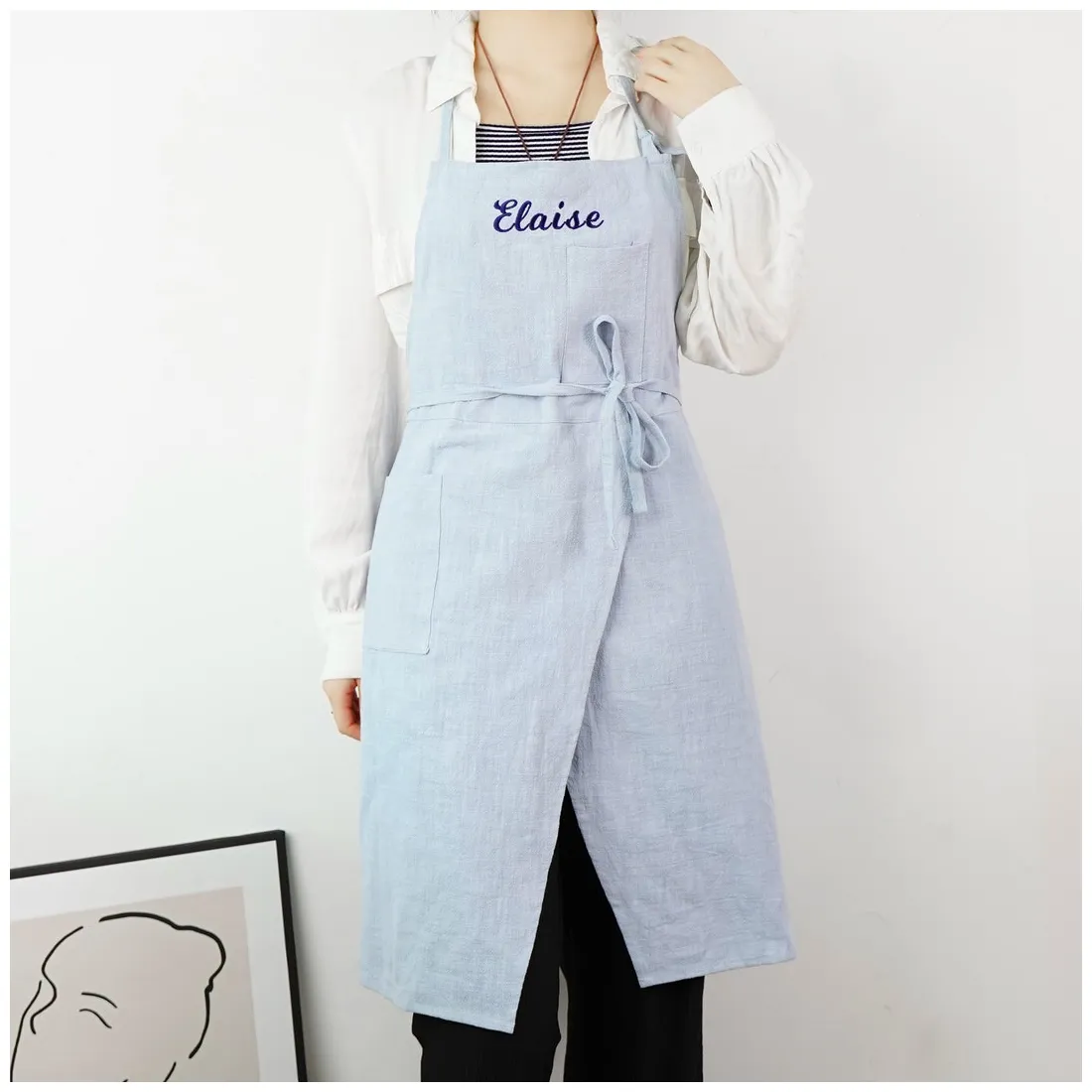 Custom aprons for women, personalized embroidery apron, ladies apron