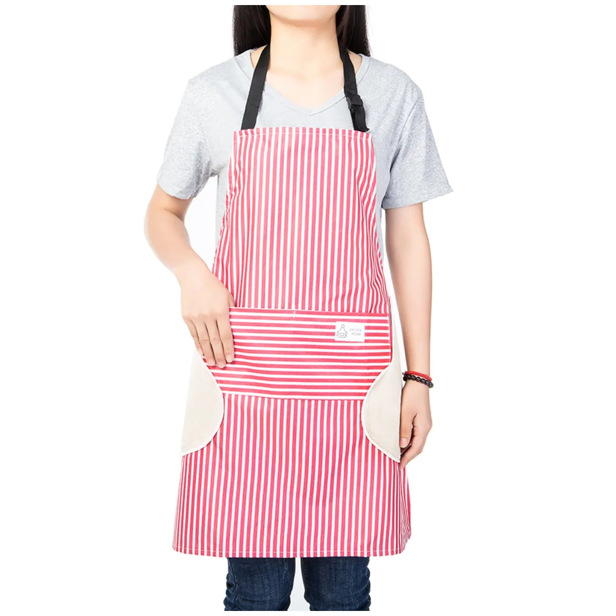Dodoing erasable hand kitchen apron waterproof aprons with pockets