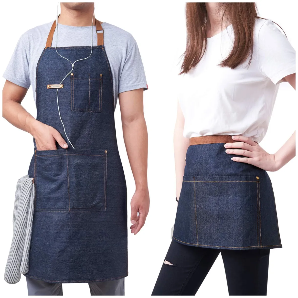 Amazon kopada 2 pack denim apron with adjustable unisex,kitchen