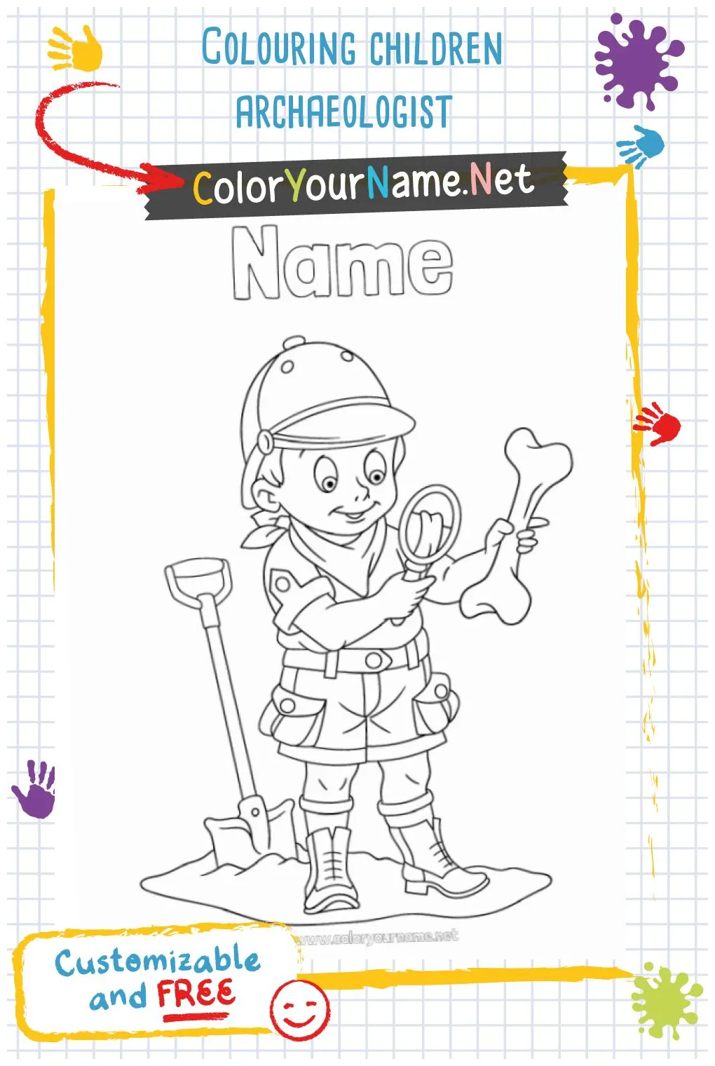 Colouring children archaeologist