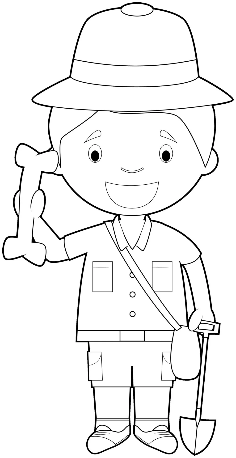 Easy coloring cartoon illustration of an archaeologist. 47428576 vector