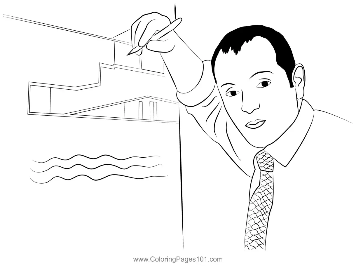 Architect Drawing Plan Coloring Page for Kids - Free Architects