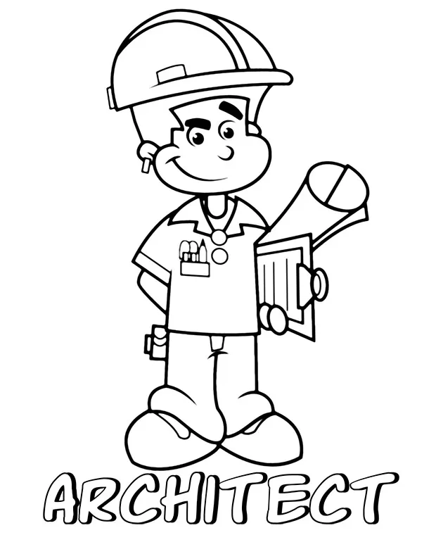 Architect coloring page for kids printable coloring page