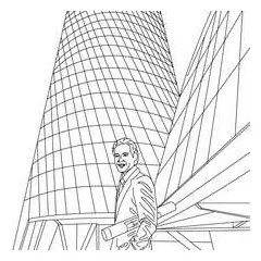 Architect admiring one of his finished building coloring pages