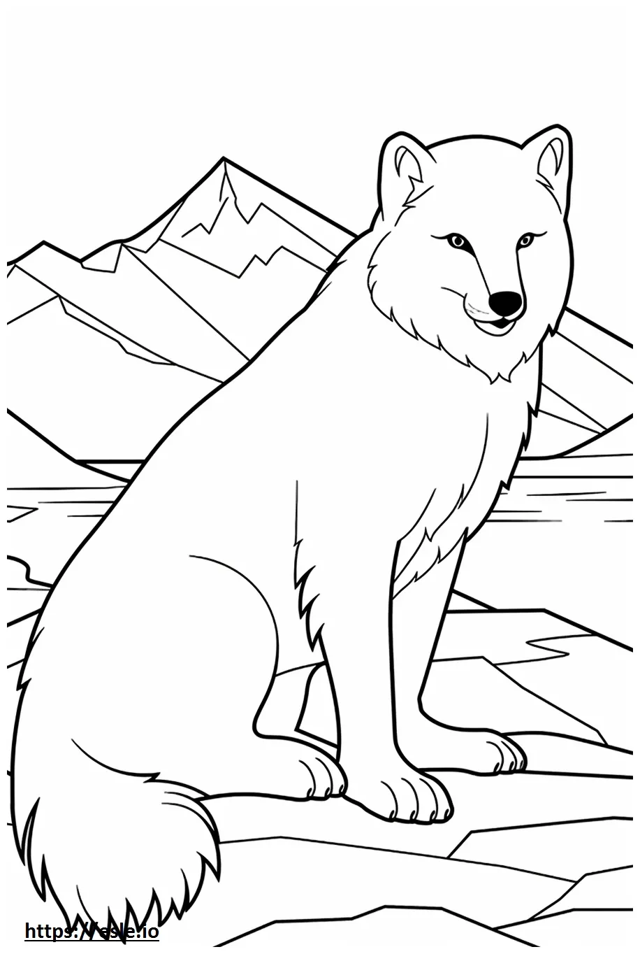 Arctic fox playing coloring page
