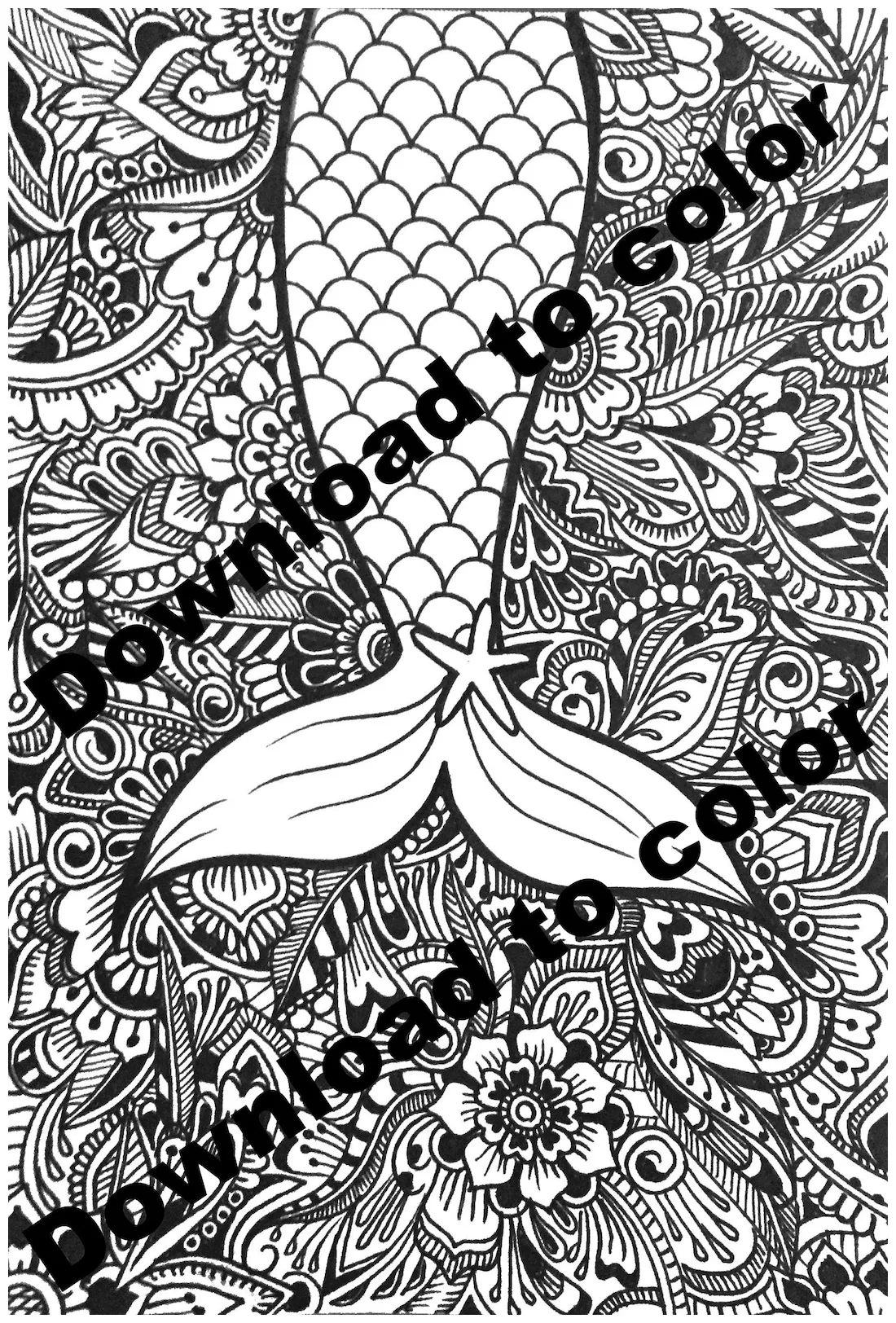 Mermaid Tail Coloring Page - Etsy