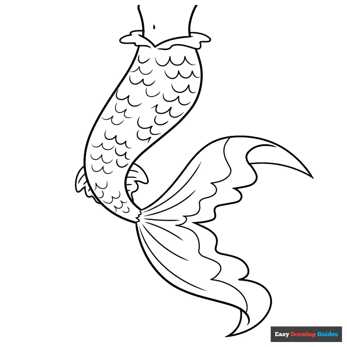 Mermaid Tail Coloring Page | Easy Drawing Guides