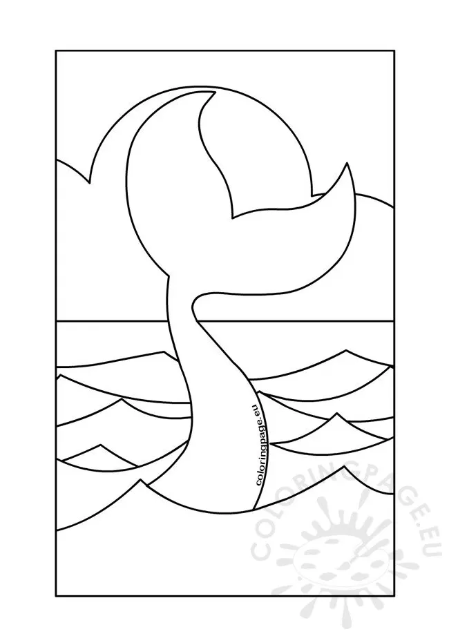 Mermaid tail in sea waves | Coloring Page