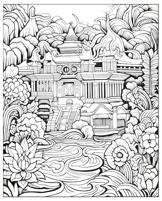 Premium Photo | Intricate Art Deco Design Coloring Page