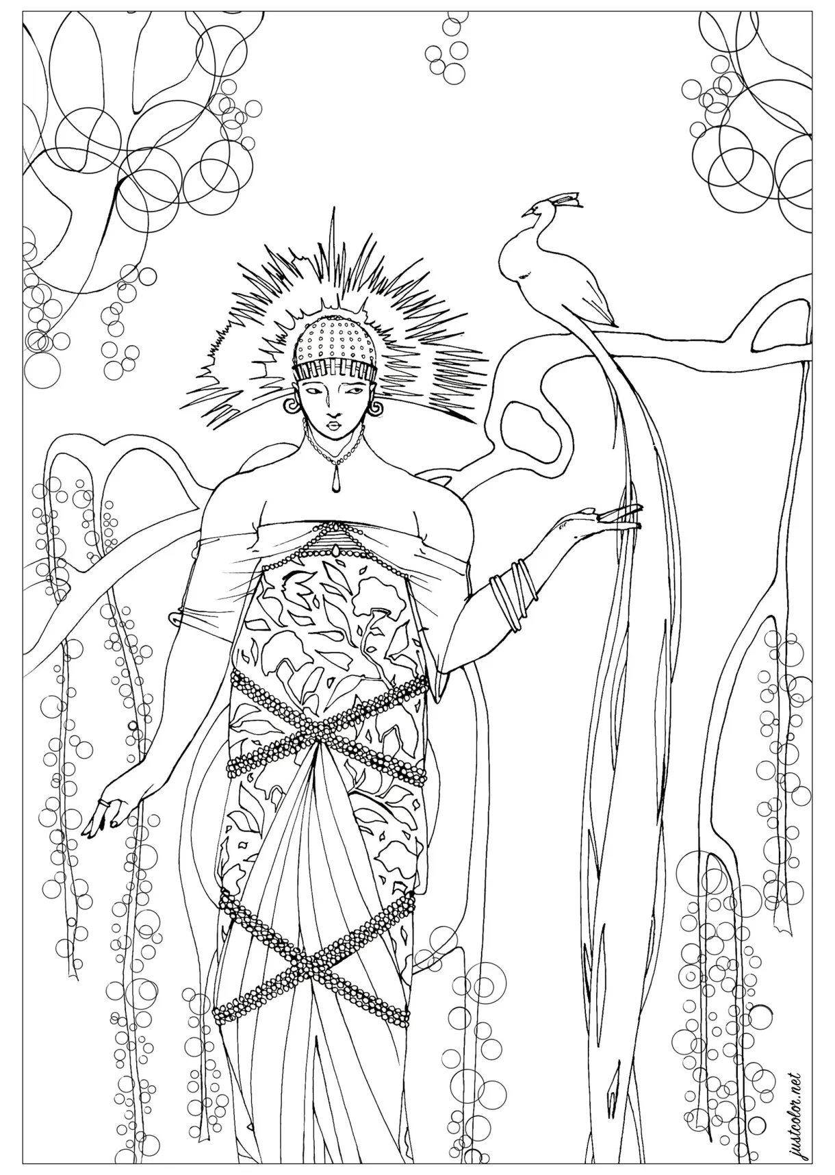 Parisian costumes george barbier art deco coloring pages for adults