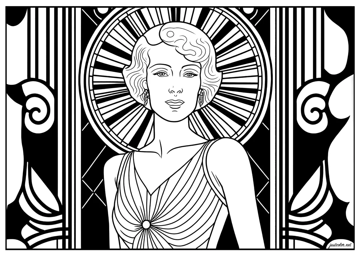 Art deco movie woman 2 art deco coloring pages for adults