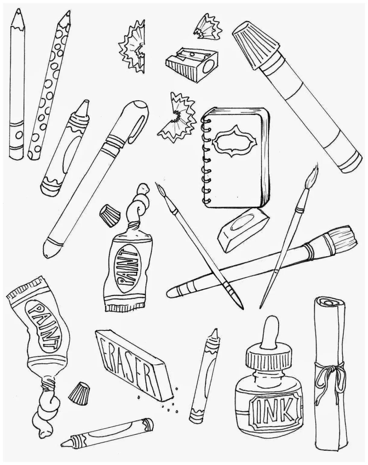 Art supplies coloring pages coloring pic