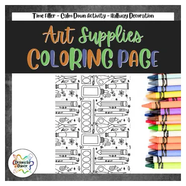 Art supplies coloring page/coloring sheet by designs by dancer tpt