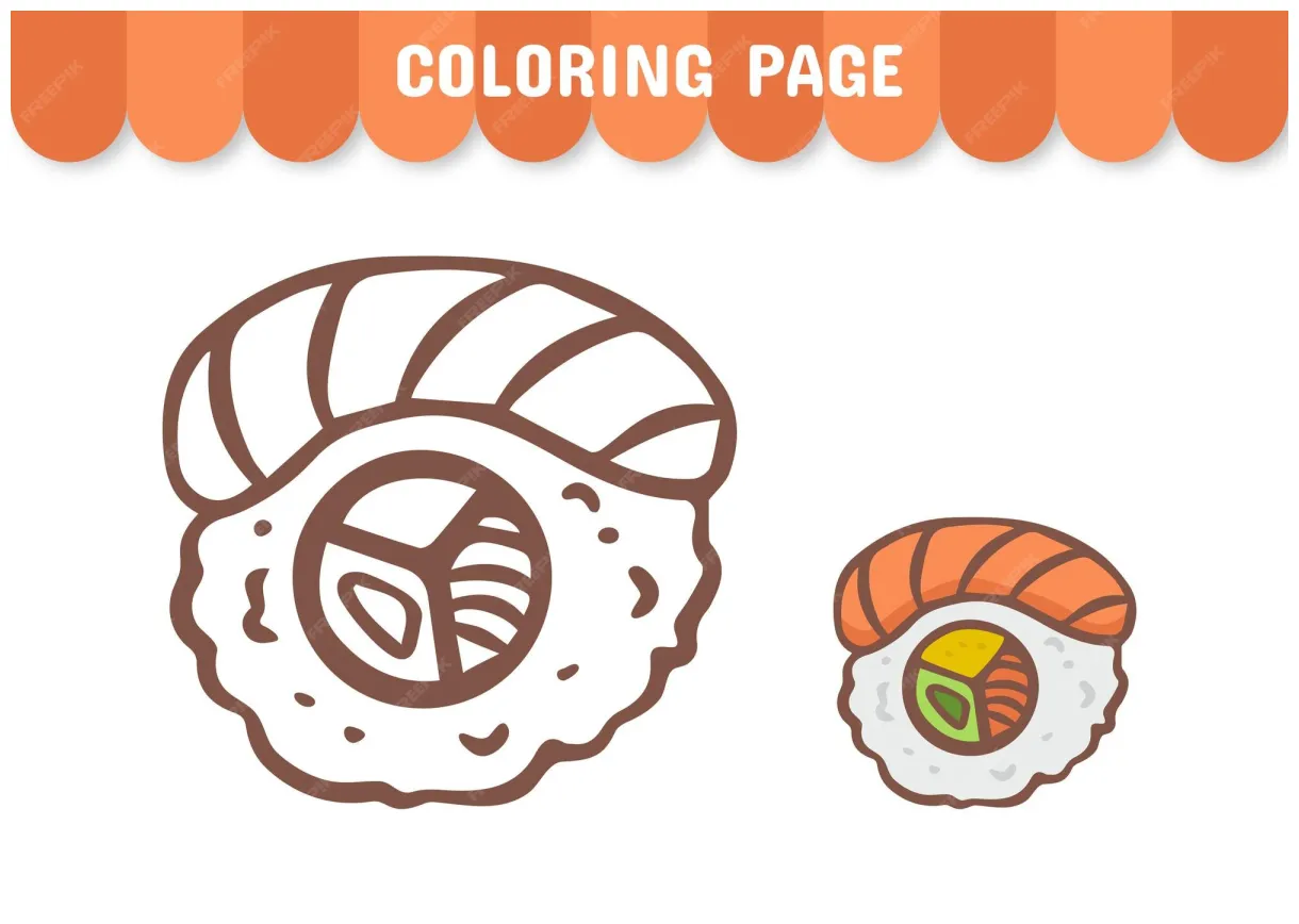 Premium vector coloring page of asian food worksheet for children