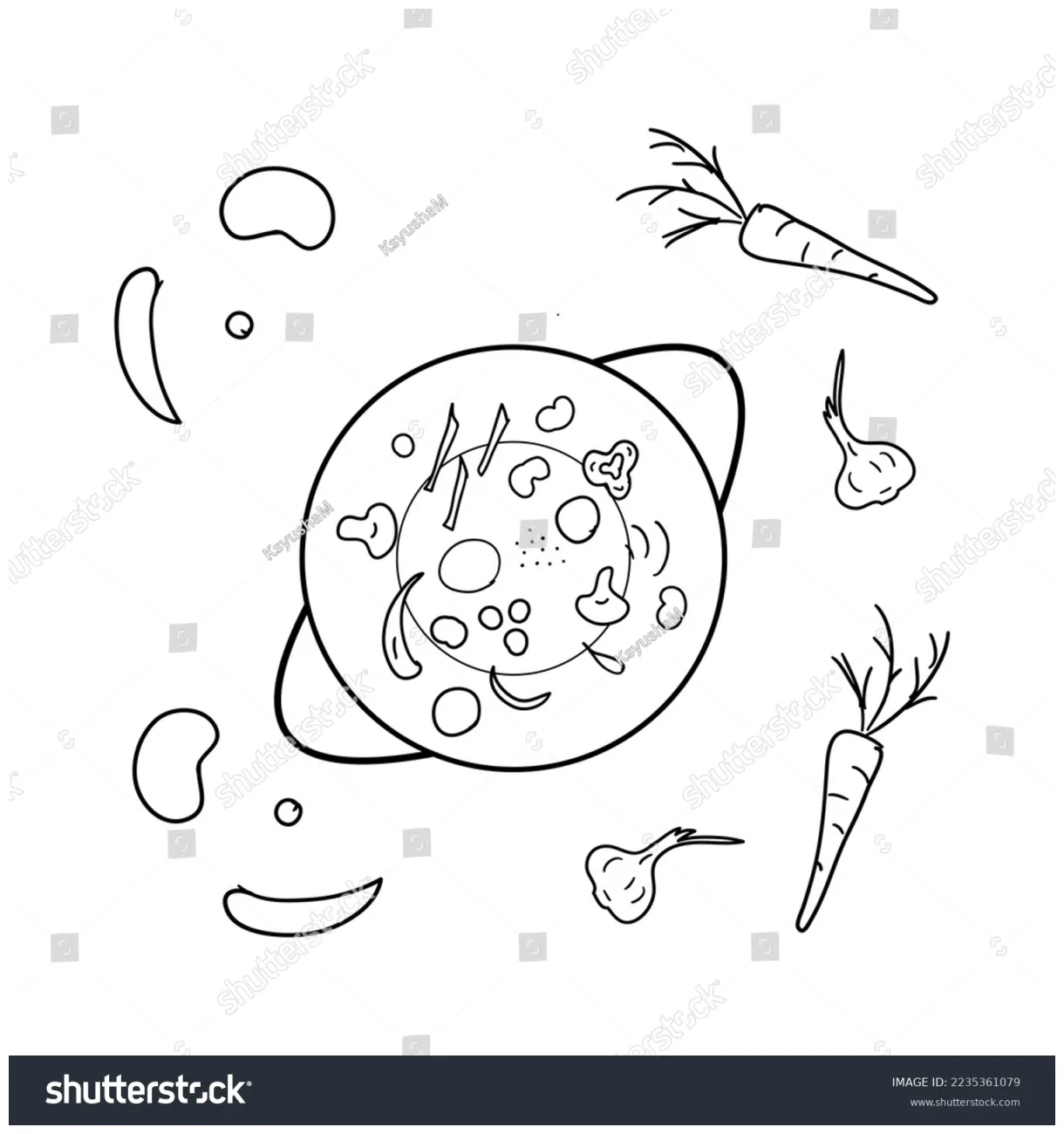 Coloring page asian food vector illustration stock vector