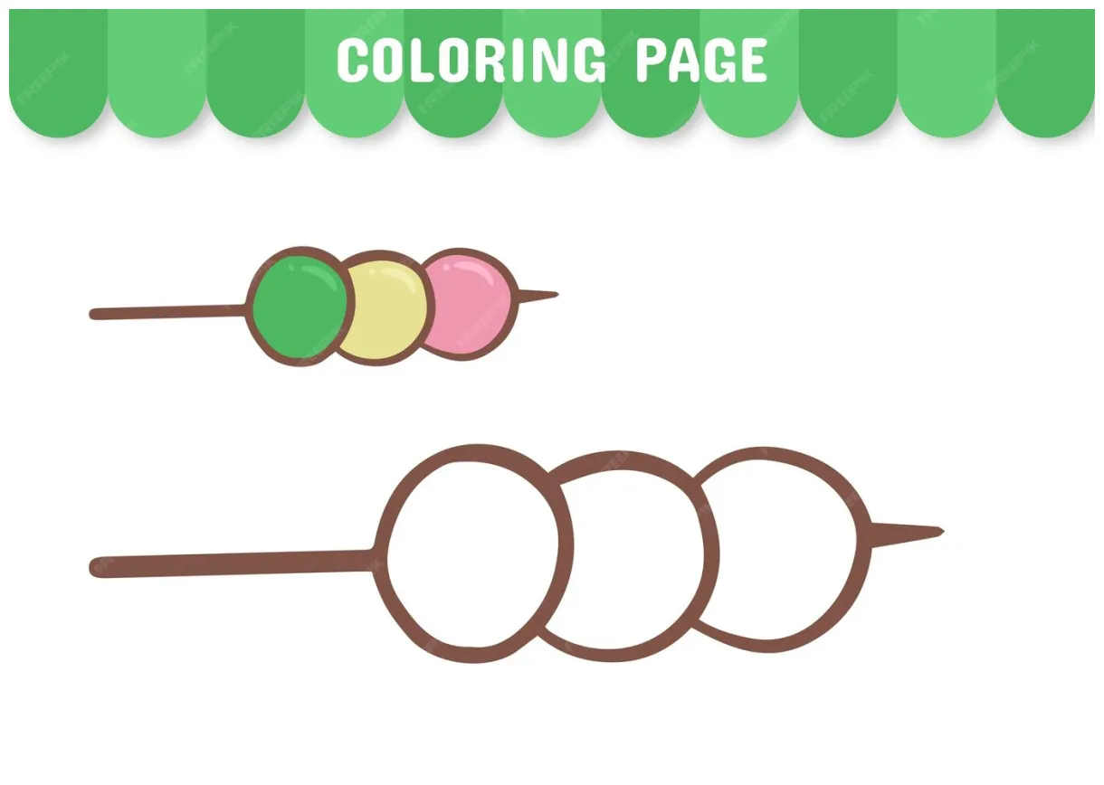 Premium vector coloring page of asian food worksheet for children