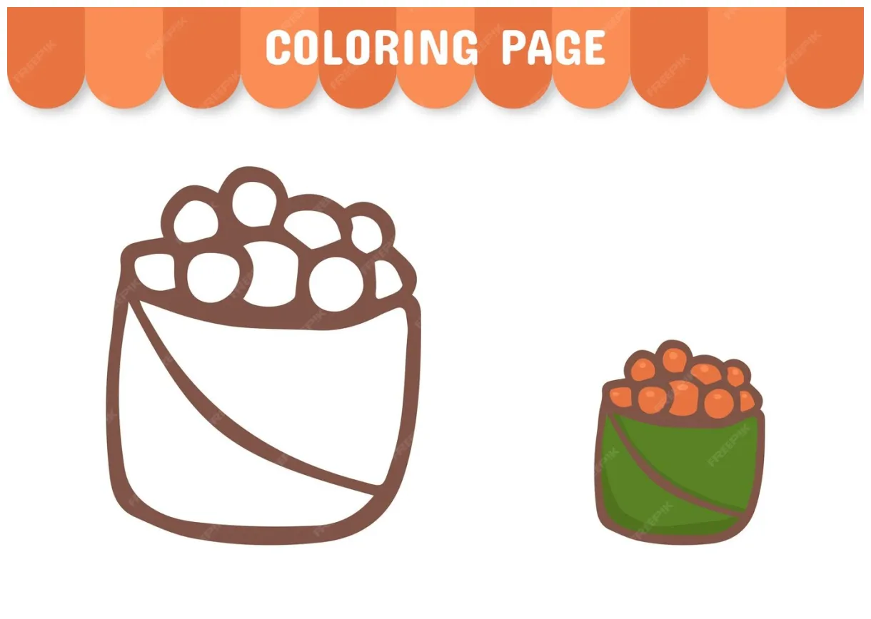 Premium vector coloring page of asian food worksheet for children