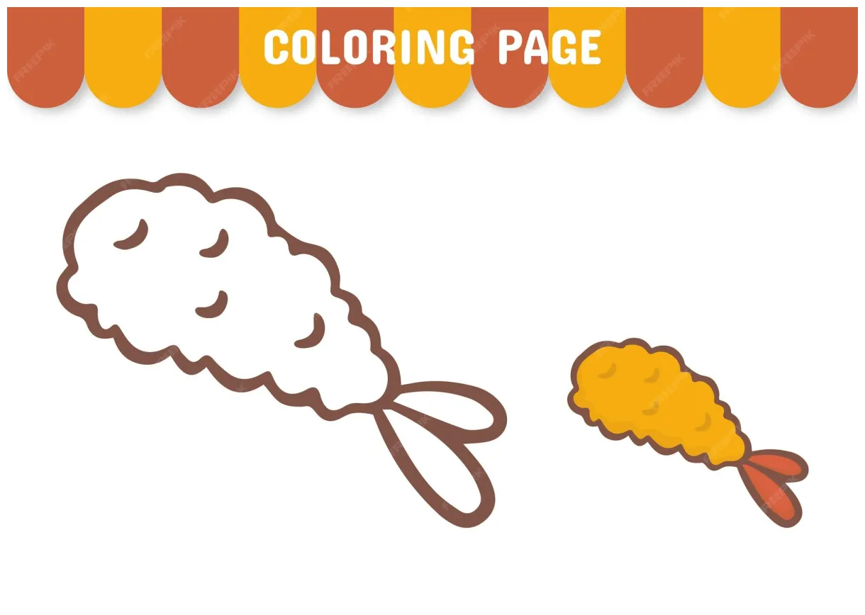 Premium vector coloring page of asian food worksheet for children