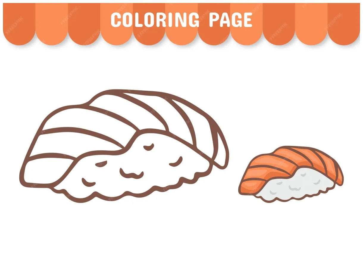 Premium vector coloring page of asian food worksheet for children