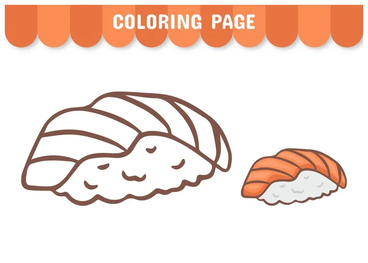 Premium vector coloring page of asian food worksheet for children