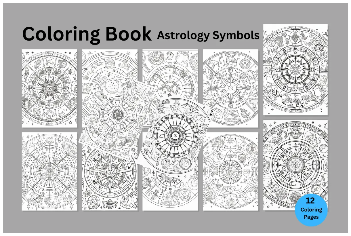 Astrology symbols coloring pages coloring pages coloring book printable