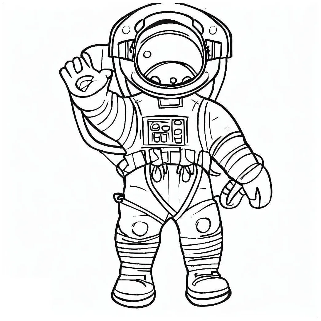 Astronaut is waving hand coloring page download, print or color